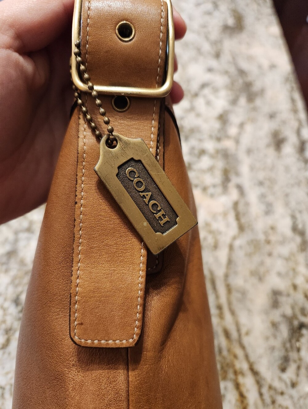Vintage Coach Handbag #9325 'Legacy Leather Retro Medium Slim Duffel Sac' Tan - Picture 4 of 14